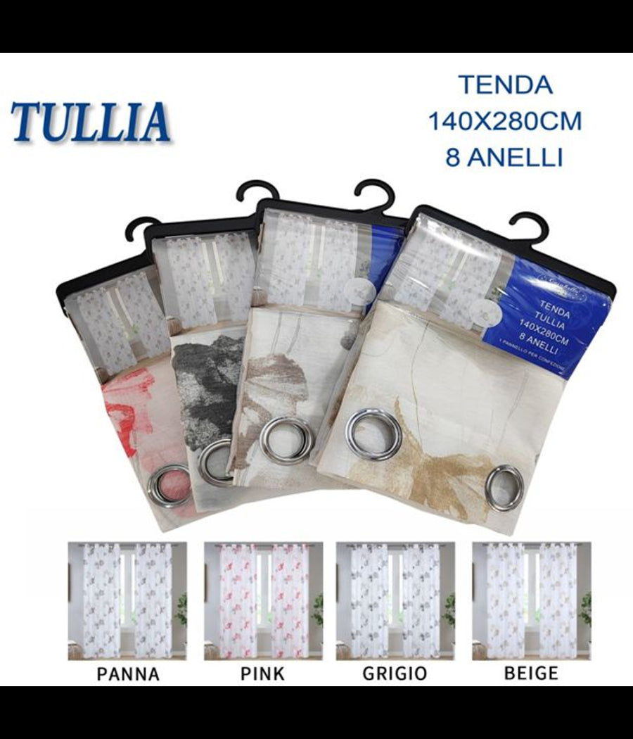 Tenda Tullia Pannello Singolo Con 8 Borchie Porta Finestra Bastone 140x280 Cm         