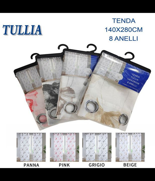 Tenda Tullia Pannello Singolo Con 8 Borchie Porta Finestra Bastone 140x280 Cm         