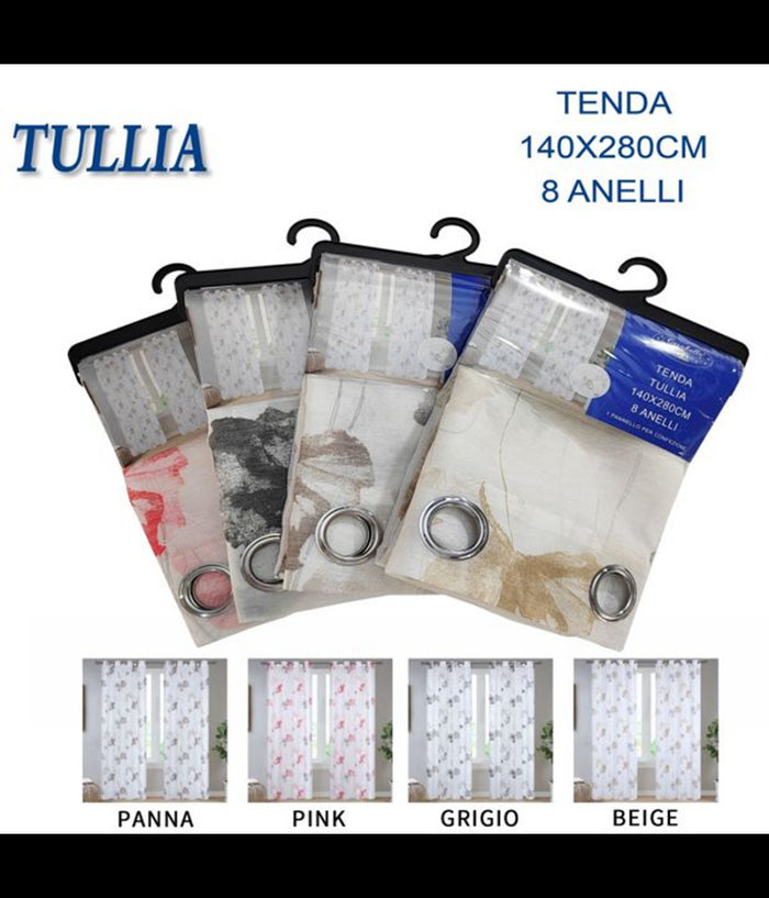 Tenda Tullia Pannello Singolo Con 8 Borchie Porta Finestra Bastone 140x280 Cm         