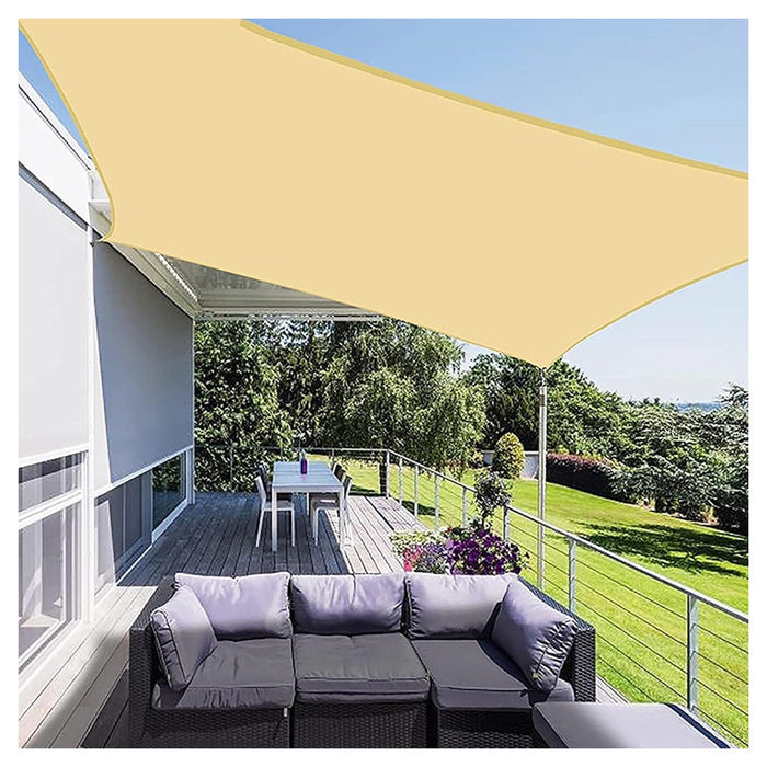 Trade Shop - Tenda Vela Ombreggiante Parasole Da Esterno Terrazze Giardino Patio Quadrata 4 X 4 Mt - Beige