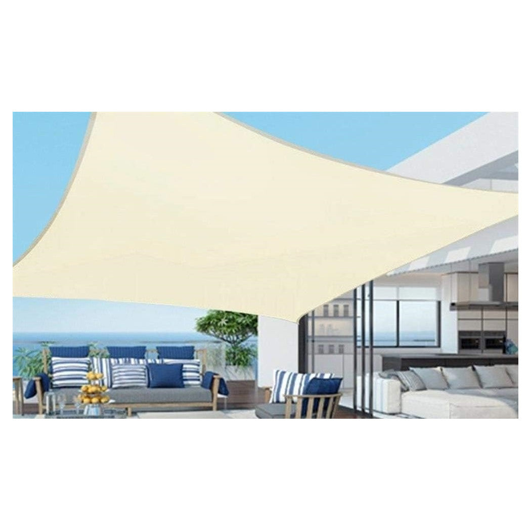 Trade Shop - Tenda Vela Ombreggiante Parasole Da Esterno Terrazze Giardino Patio Quadrata 4 X 4 Mt - Beige