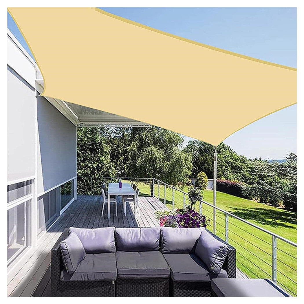 Trade Shop - Tenda Vela Ombreggiante Parasole Da Esterno Terrazze Giardino Patio Quadrata 5 X 5 Mt - Beige