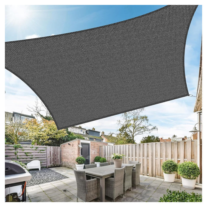 Trade Shop - Tenda Vela Ombreggiante Parasole Da Esterno Terrazze Giardino Patio Rettangolare 3x4 Mt - Grigio