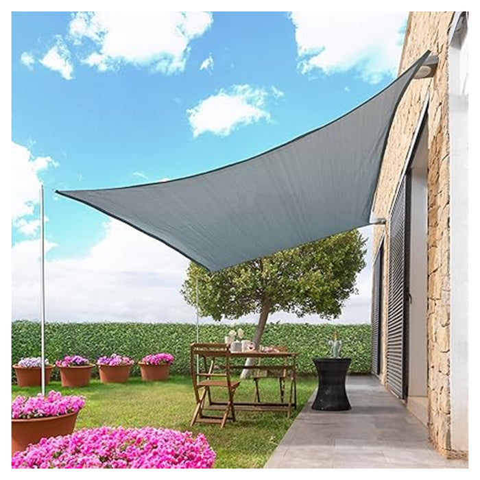 Trade Shop - Tenda Vela Ombreggiante Parasole Da Esterno Terrazze Giardino Patio Rettangolare 3x4 Mt - Grigio