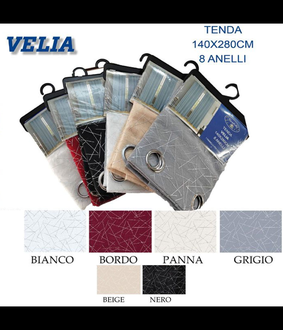 Tenda Velia Cuori Pannello Singolo 8 Borchie Porta Finestra Bastone 140x280 Cm         
