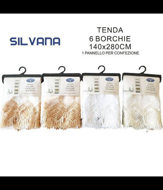 Tenda Velia Silvana Pannello Singolo 6 Borchie Porta Finestra Bastone 140x280 Cm         