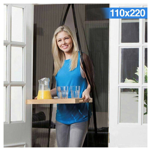 Trade Shop - Tenda Zanzariera Magnetica Calamita Ermetica Porta Finestre Camper 110x220cm Nero -