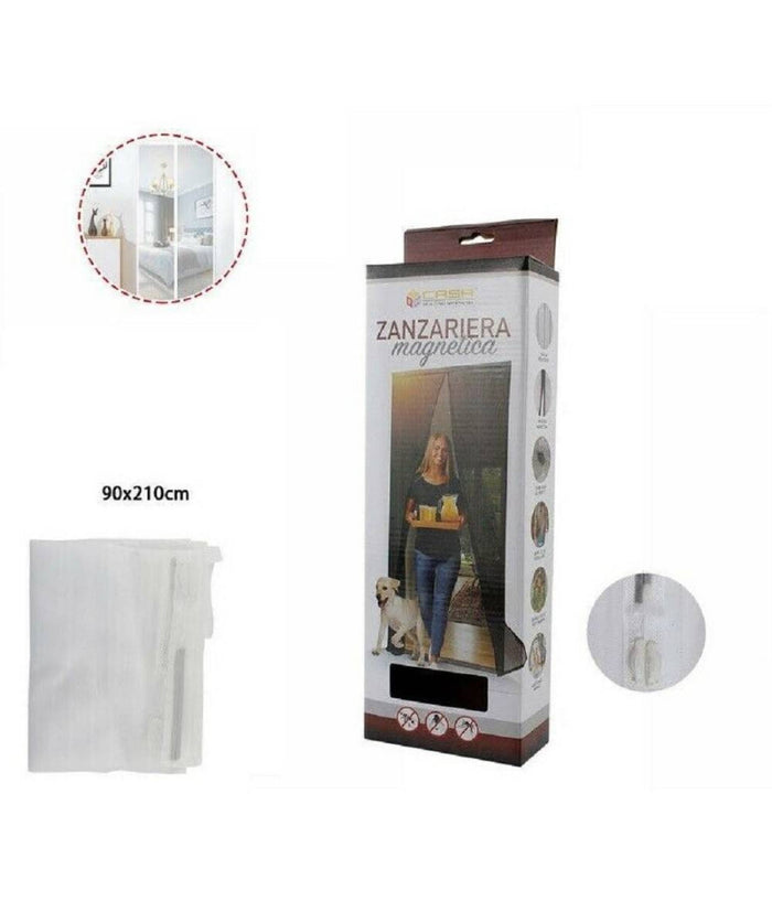 Tenda Zanzariera Porte Balconi Insetti Zanzare Magnetica Bianca 90 X 210 Cm         