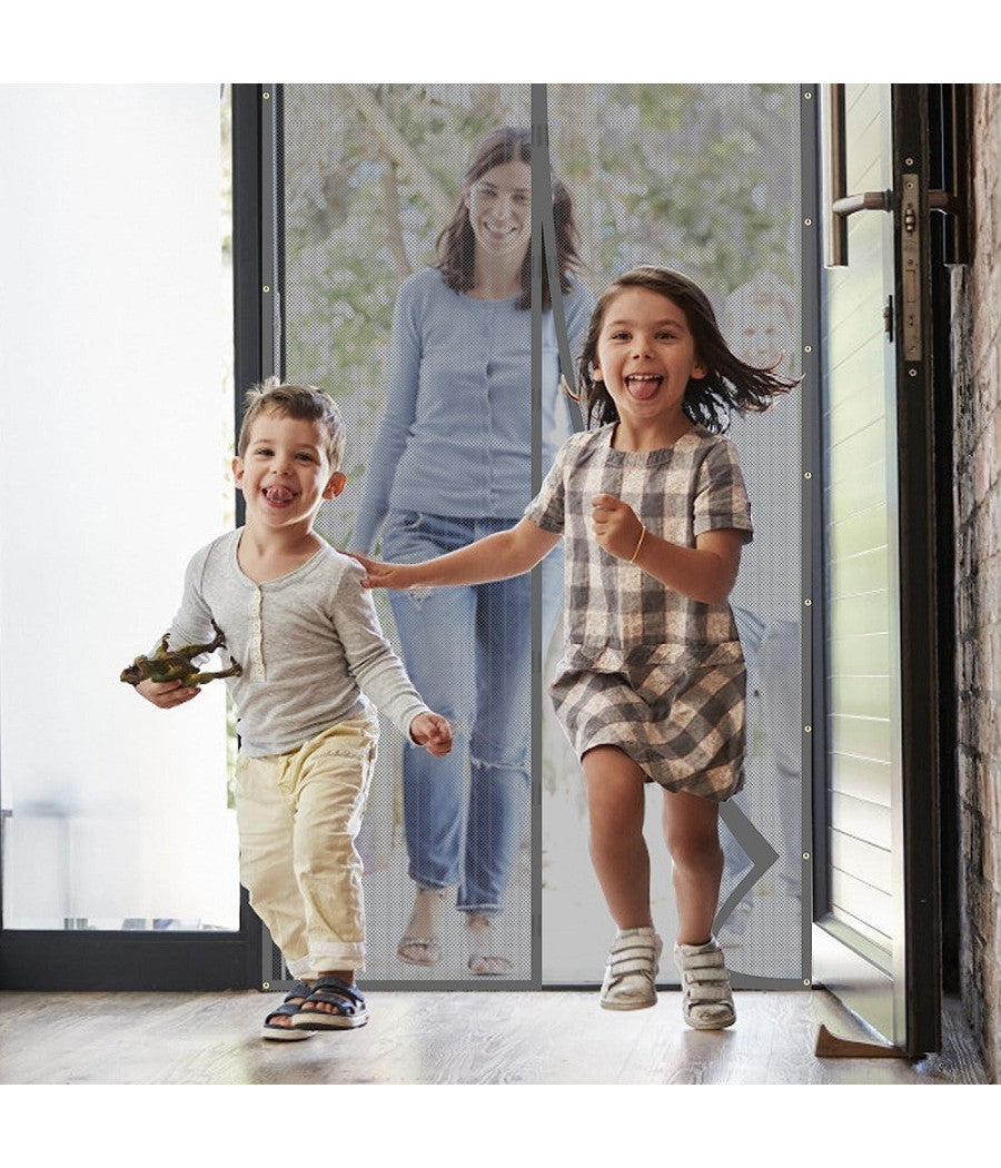 Tenda Zanzariera Per Porte Balconi Insetti Zanzare Magnetica Grigia 90 X 210 Cm         