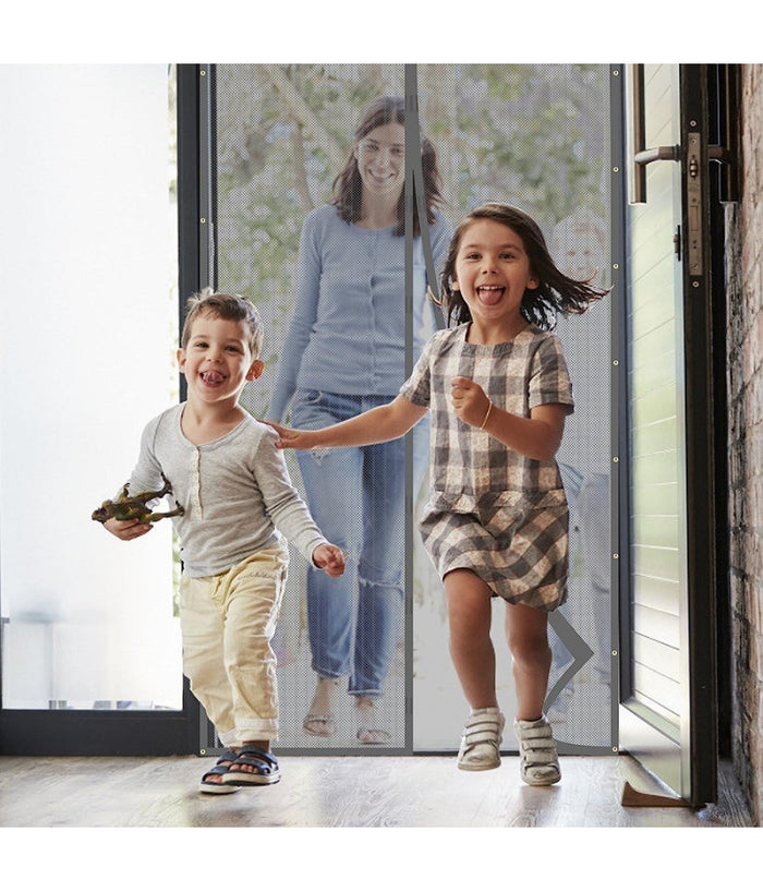 Tenda Zanzariera Per Porte Balconi Insetti Zanzare Magnetica Grigia 90 X 210 Cm         