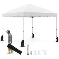 Tenda a baldacchino pop-up 3 x 3 M per feste per feste eventi commerciali, Rifugio da patio pieghevole con borsa con ruote Bianco-Tende parasole