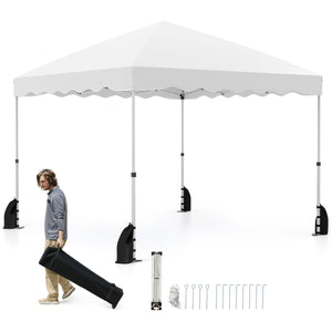 Tenda a baldacchino pop-up 3 x 3 M per feste per feste eventi commerciali, Rifugio da patio pieghevole con borsa con ruote Bianco-Tende parasole