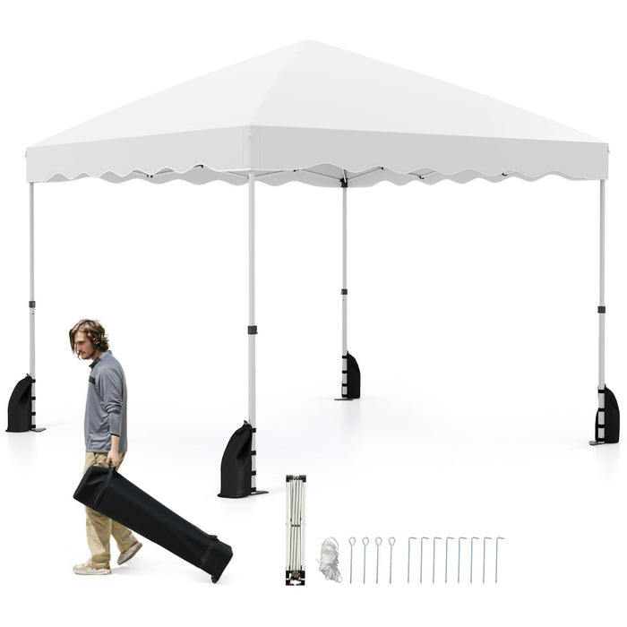 Tenda a baldacchino pop-up 3 x 3 M per feste per feste eventi commerciali, Rifugio da patio pieghevole con borsa con ruote Bianco-Tende parasole