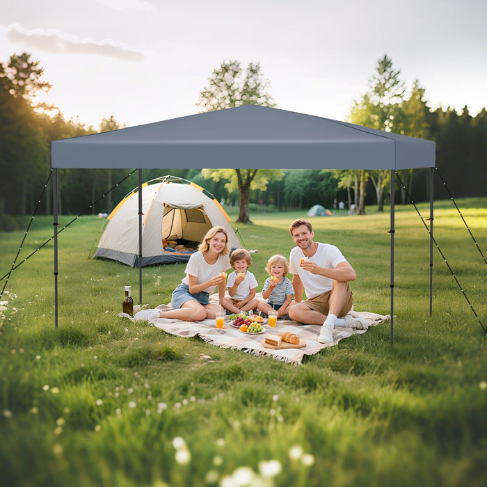 Tenda da campeggio per eventi commerciali da esterno pieghevole, 365 x 225 CM tenda a baldacchino pop-up con borsa portatile Grigio-Tende parasole
