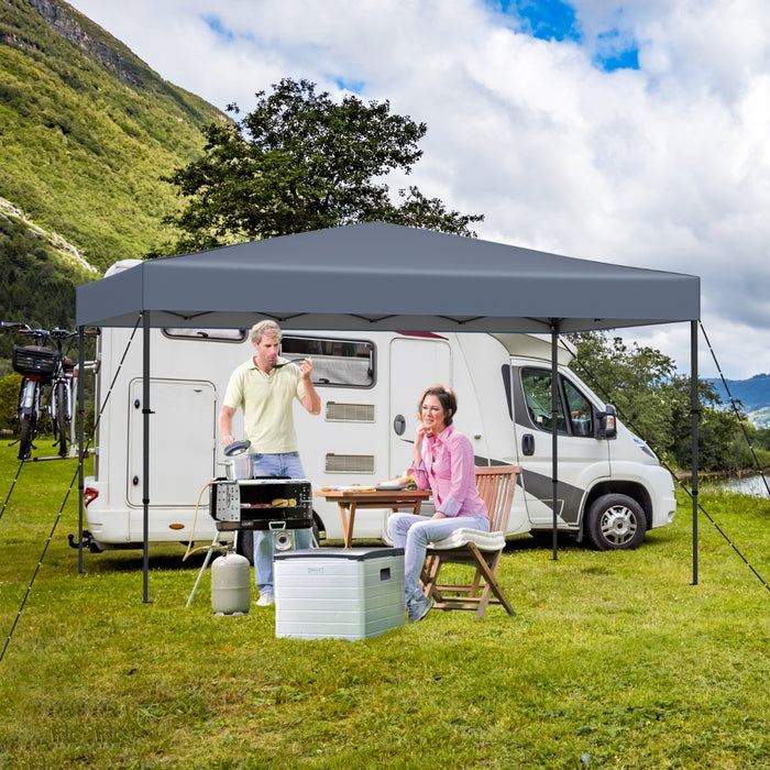 Tenda da campeggio per eventi commerciali da esterno pieghevole, 365 x 225 CM tenda a baldacchino pop-up con borsa portatile Grigio-Tende parasole