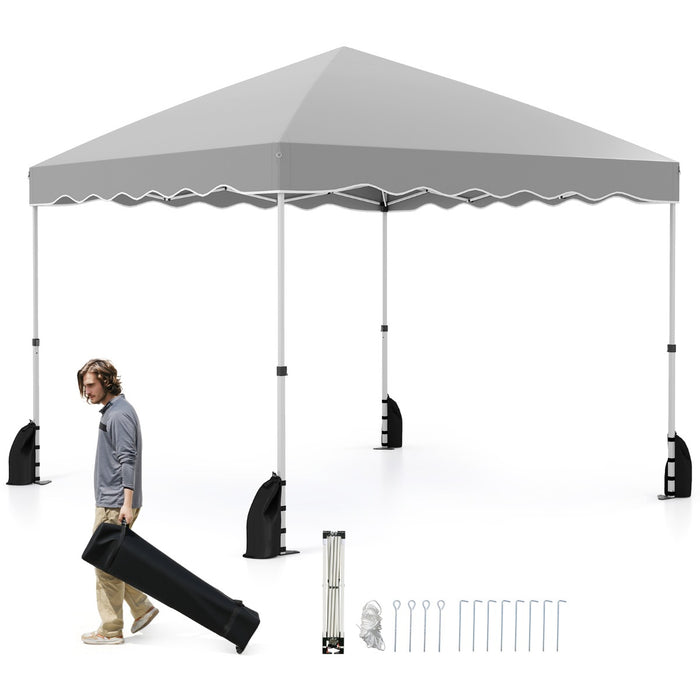 Tenda a baldacchino pop-up 3 x 3 M per feste per feste eventi commerciali, Rifugio da patio pieghevole con borsa con ruote Grigio-Tende parasole