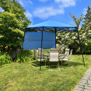 Tenda a baldacchino portatile e leggero con borsa per campeggio, Gazebo da esterno con gambe inclinate Blu-Gazebo