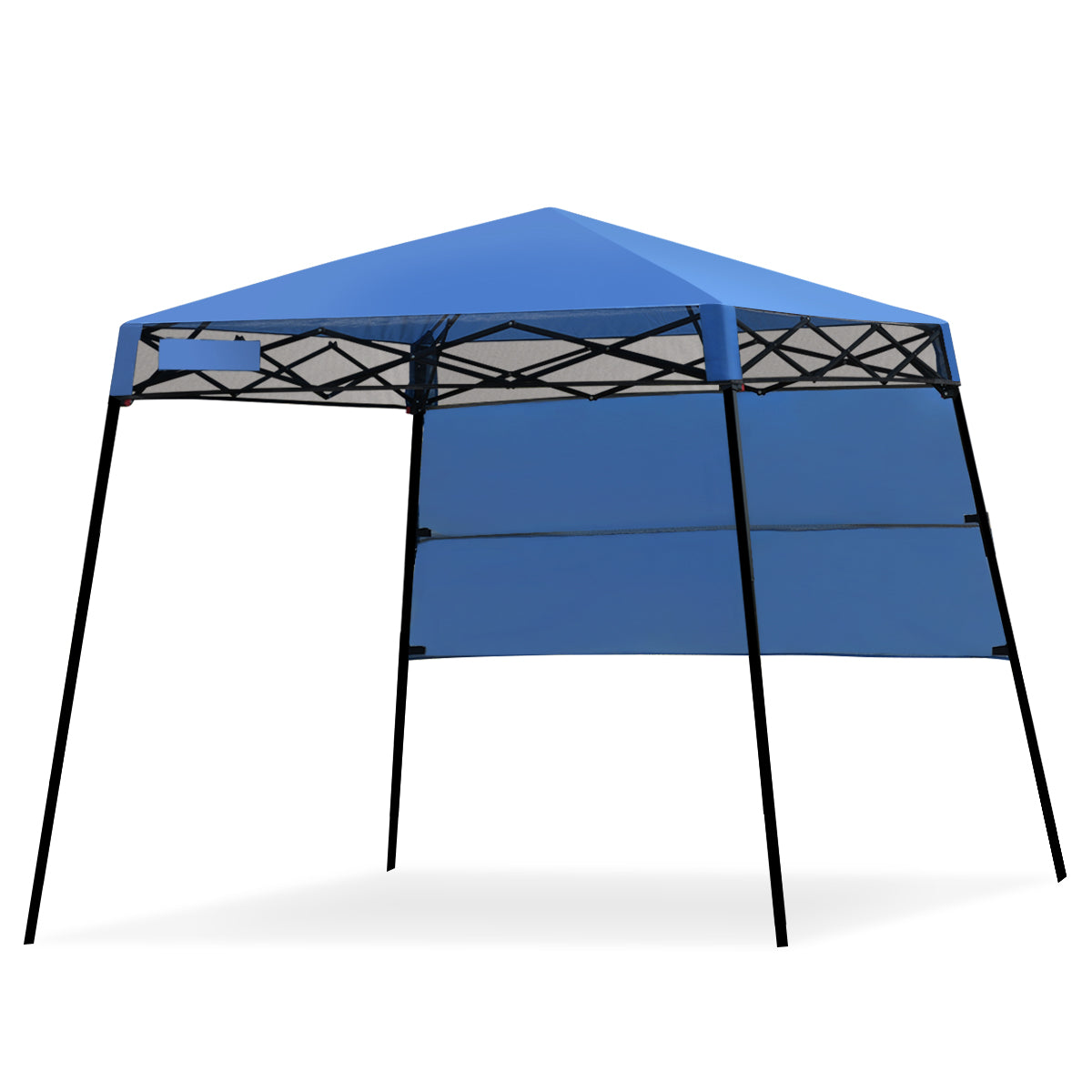 Tenda a baldacchino portatile e leggero con borsa per campeggio, Gazebo da esterno con gambe inclinate Blu-Gazebo