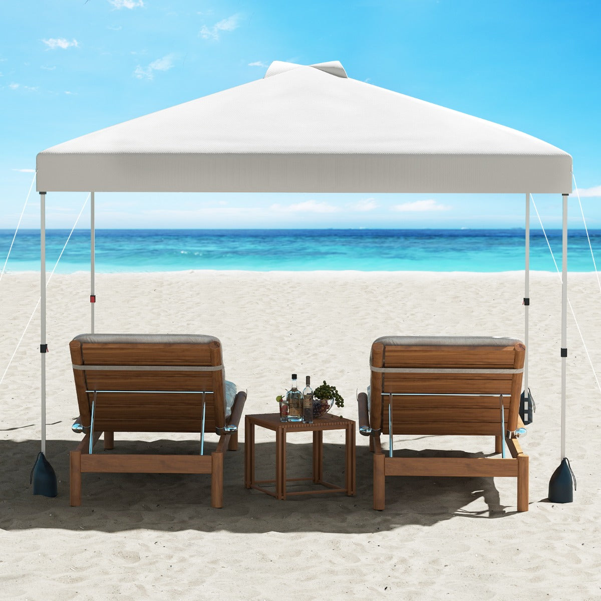 Rifugio da patio pieghevole per eventi commerciali, Tenda a cielo apribile 3 x 3 M con borsa con ruote Bianco-Gazebo