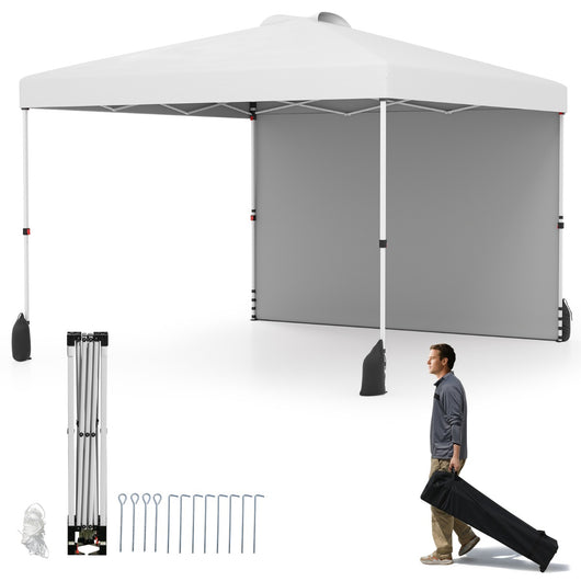 Rifugio da patio pieghevole per eventi commerciali, Tenda a cielo apribile 3 x 3 M con borsa con ruote Bianco-Gazebo