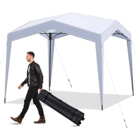 Tenda a gazebo 302 x 302 cm pop-up con borsa con ruote ripiegabile per esterno, Tenda a gazebo rifugio da spiaggia Bianco-Gazebo