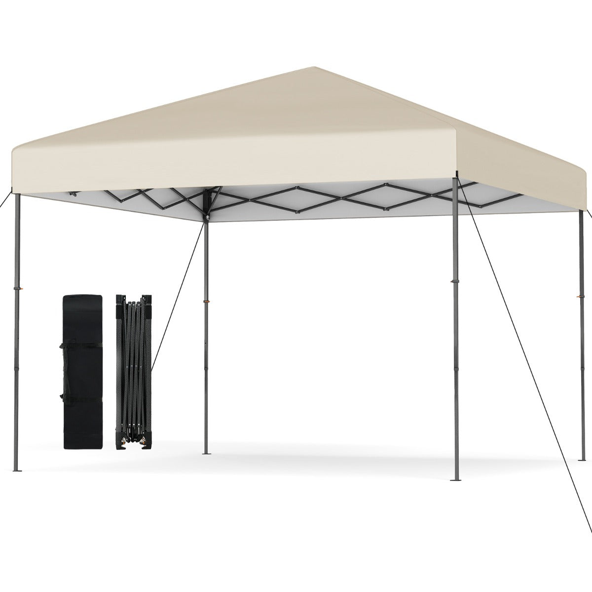 Tenda per eventi sportivi facile da montare per esterno da trasporto, Tenda a gazebo pop-up 295 x 295 cm con borsa Beige-Tende parasole