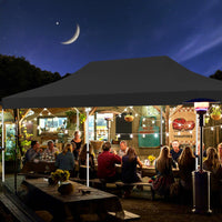 Tenda a scomparsa 3x6m con 6 pareti laterali rimovibili borsa da trasporto, Tenda gazebo pieghevole per feste Nero-Gazebo