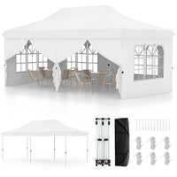 Tenda a scomparsa 3x6m con 6 pareti laterali rimovibili borsa da trasporto, Tenda gazebo pieghevole per feste Bianco-Gazebo