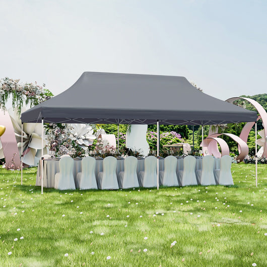 Tenda a scomparsa 3x6m pieghevole impermeabile con borsa per trasporto, Tenda per festa con protezione solare Grigio-Gazebo