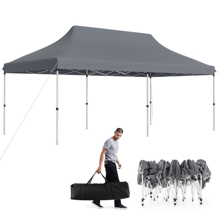 Tenda a scomparsa 3x6m pieghevole impermeabile con borsa per trasporto, Tenda per festa con protezione solare Grigio-Gazebo