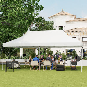 Tenda a scomparsa 3x6m pieghevole impermeabile con borsa per trasporto, Tenda per festa con protezione solare Bianco-Gazebo