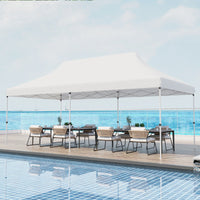 Tenda a scomparsa 3x6m pieghevole impermeabile con borsa per trasporto, Tenda per festa con protezione solare Bianco-Gazebo