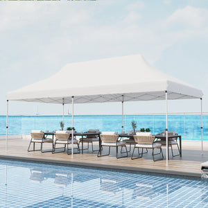 Tenda a scomparsa 3x6m pieghevole impermeabile con borsa per trasporto, Tenda per festa con protezione solare Bianco-Gazebo