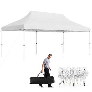 Tenda a scomparsa 3x6m pieghevole impermeabile con borsa per trasporto, Tenda per festa con protezione solare Bianco-Gazebo