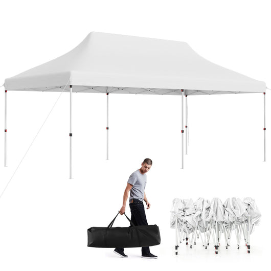 Tenda a scomparsa 3x6m pieghevole impermeabile con borsa per trasporto, Tenda per festa con protezione solare Bianco-Gazebo