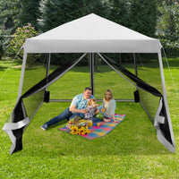 Tenda a tettoia con gambe inclinate pareti laterali in rete borsa a rullo, Gazebo altezza regolabile 3x3m Grigio-Gazebo