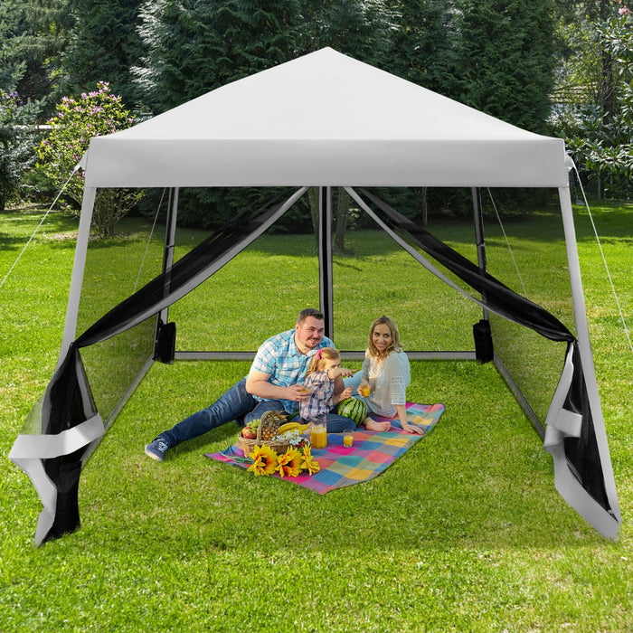 Tenda a tettoia con gambe inclinate pareti laterali in rete borsa a rullo, Gazebo altezza regolabile 3x3m Grigio-Gazebo