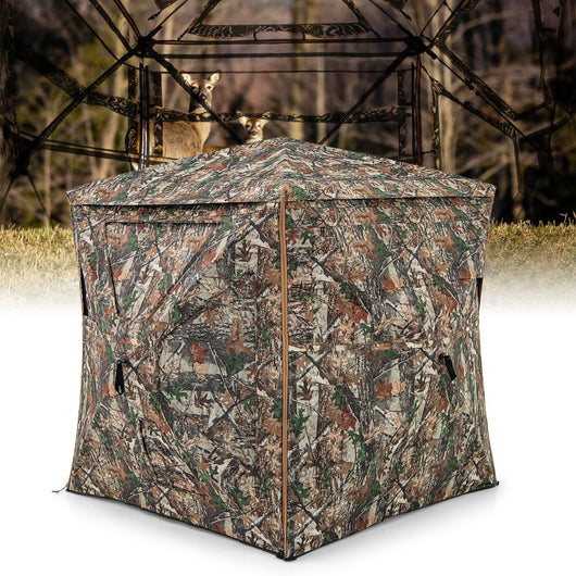 Tenda da caccia 5-in-1 staccabile per 2-3 persone, Tenda da terra a visione unidirezionale a 360¡ã con lucernario-Tende
