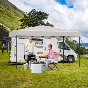 Tenda da campeggio per eventi commerciali da esterno pieghevole, 365 x 225 CM tenda a baldacchino pop-up con borsa portatile Beige-Tende parasole