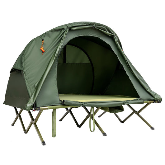 Tenda da campeggio per 2 persone con copertura esterna impermeabile, Tenda da campeggio 4 in 1 con lettino Verde-Tende