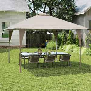 Tenda da gazebo con tetto ventilato e borsa per il trasporto, Riparo istantaneo regolabile 390 x 390 cm Khaki-Gazebo