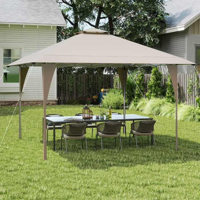 Tenda da gazebo con tetto ventilato e borsa per il trasporto, Riparo istantaneo regolabile 390 x 390 cm Khaki-Gazebo