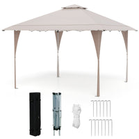 Tenda da gazebo con tetto ventilato e borsa per il trasporto, Riparo istantaneo regolabile 390 x 390 cm Khaki-Gazebo