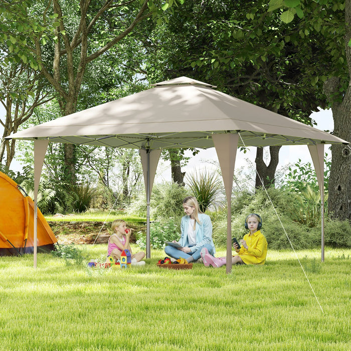 Tenda da gazebo con tetto ventilato e borsa per il trasporto, Riparo istantaneo regolabile 390 x 390 cm Khaki-Gazebo