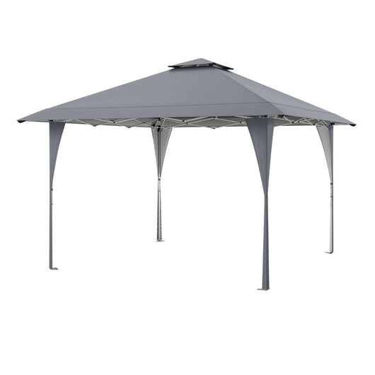 Tenda da gazebo con tetto ventilato e borsa per il trasporto, Riparo istantaneo regolabile 390 x 390 cm Grigio-Gazebo