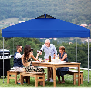 Gazebo pieghevole per patio all'aperto con blocco centrale, Gazebo pop-up da 295 x 295 cm Blu-Gazebo