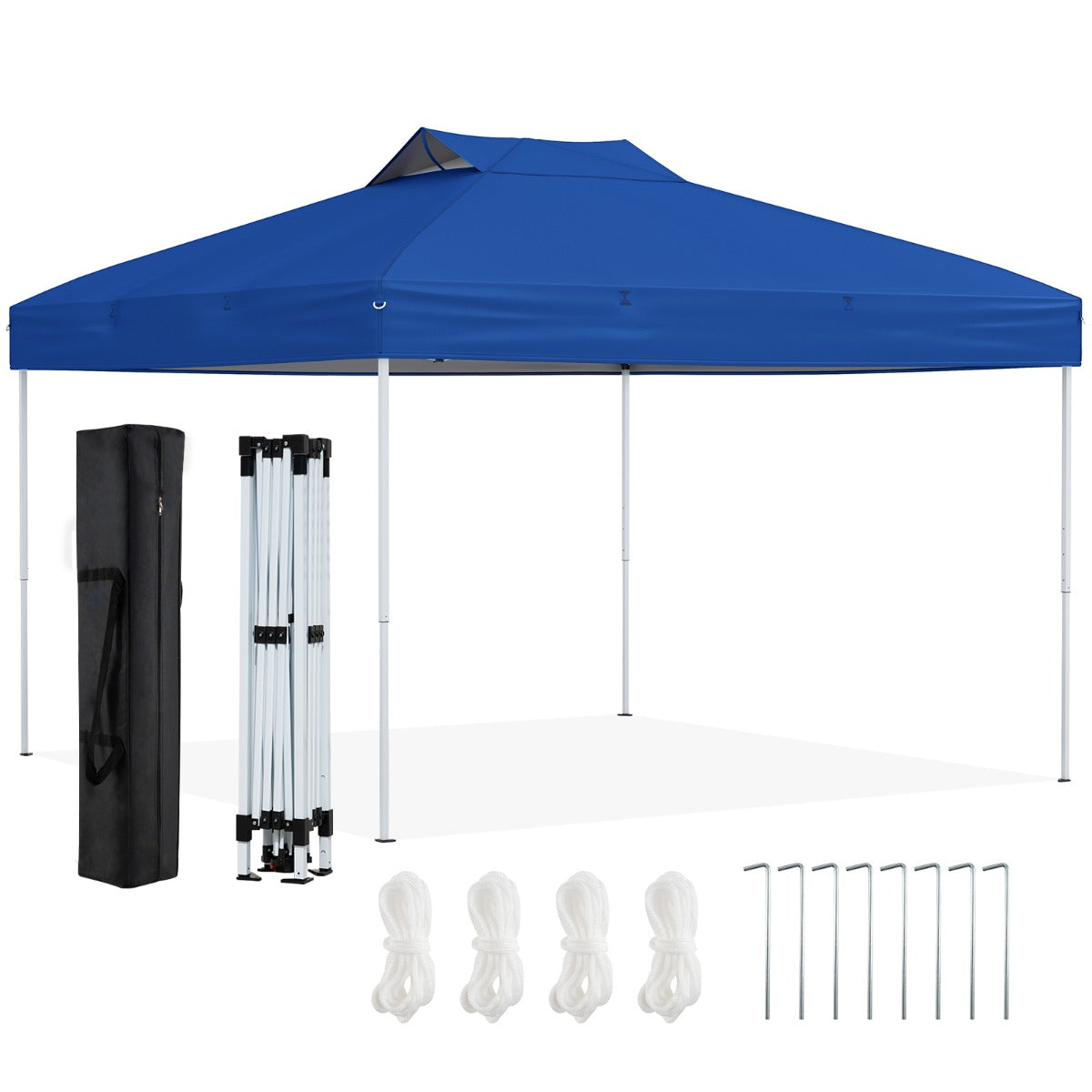 Gazebo pieghevole per patio all'aperto con blocco centrale, Gazebo pop-up da 295 x 295 cm Blu-Gazebo