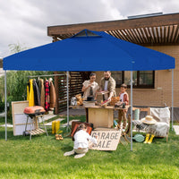 Gazebo pieghevole per patio all'aperto con blocco centrale, Gazebo pop-up da 295 x 295 cm Blu-Gazebo