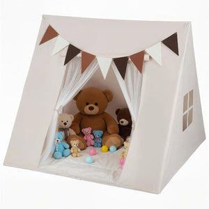 Tenda da gioco con angolo lettura e funzione tenda per dormire-Tenda da gioco interna con tappetino imbottito lavabile Beige
