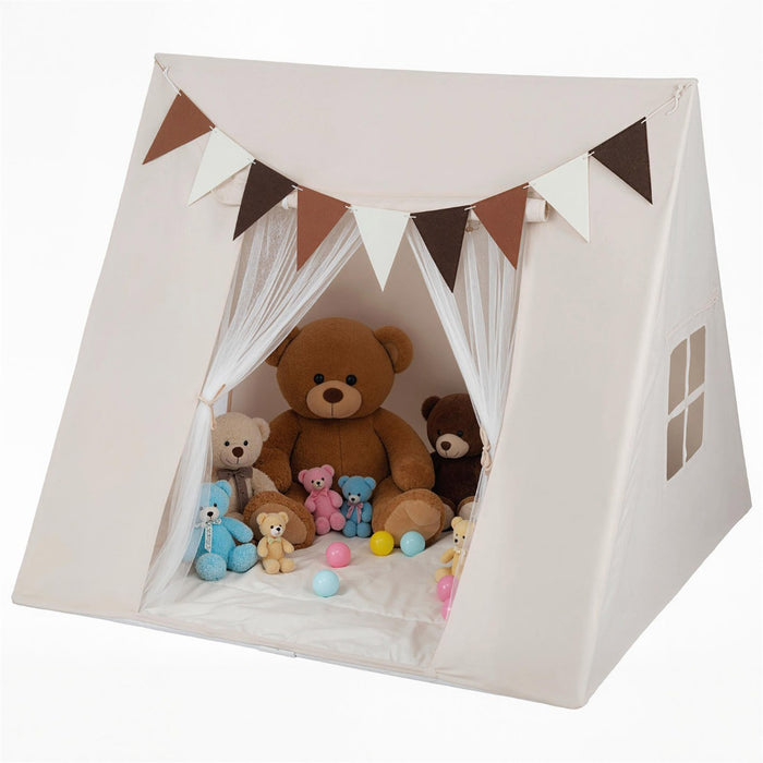 Tenda da gioco con angolo lettura e funzione tenda per dormire-Tenda da gioco interna con tappetino imbottito lavabile Beige